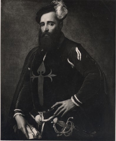 Anonimo — Niccolò dell'Abate - sec. XVI - Ritratto di cavaliere dell'ordine di Santiago — insieme